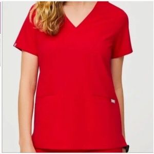 FIGS Women's Red Casma 3-Pocket Scrub Top Medium
